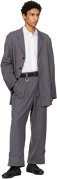 Y-3 Gray Pinstripe Refined Wool Chore Blazer
