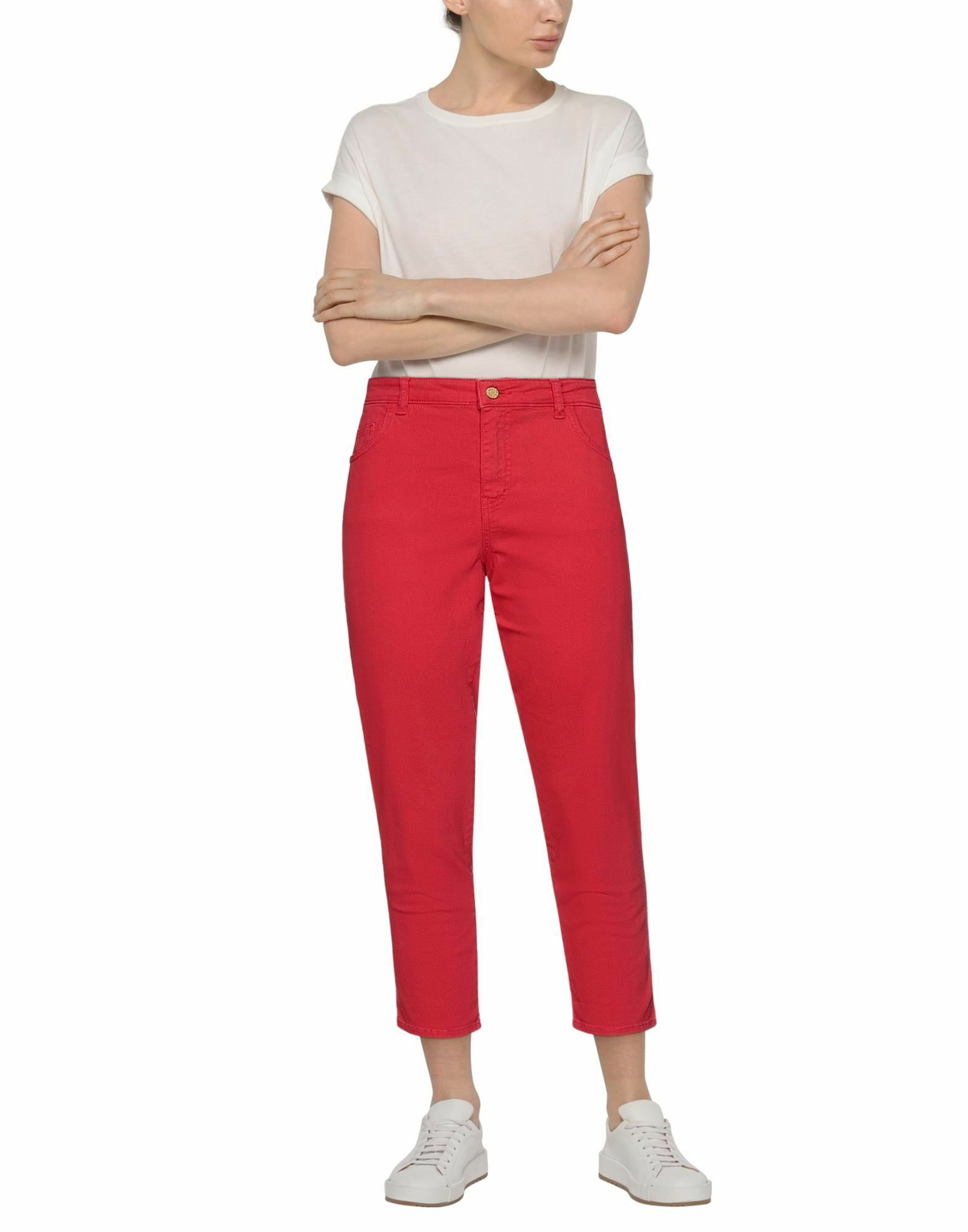 Manila Grace Womens Jeans in Red