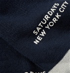 Saturdays NYC - Striped Ribbed Stretch Cotton-Blend Socks - Blue