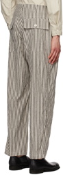 Engineered Garments Black & Off-White Striped Trousers