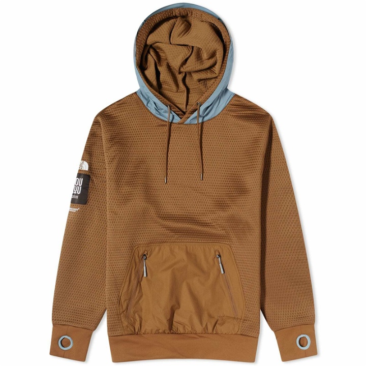 Photo: The North Face Men's x Undercover Soukuu Dot Knit Double Hoodie in Sepia Brown/Concrete Grey