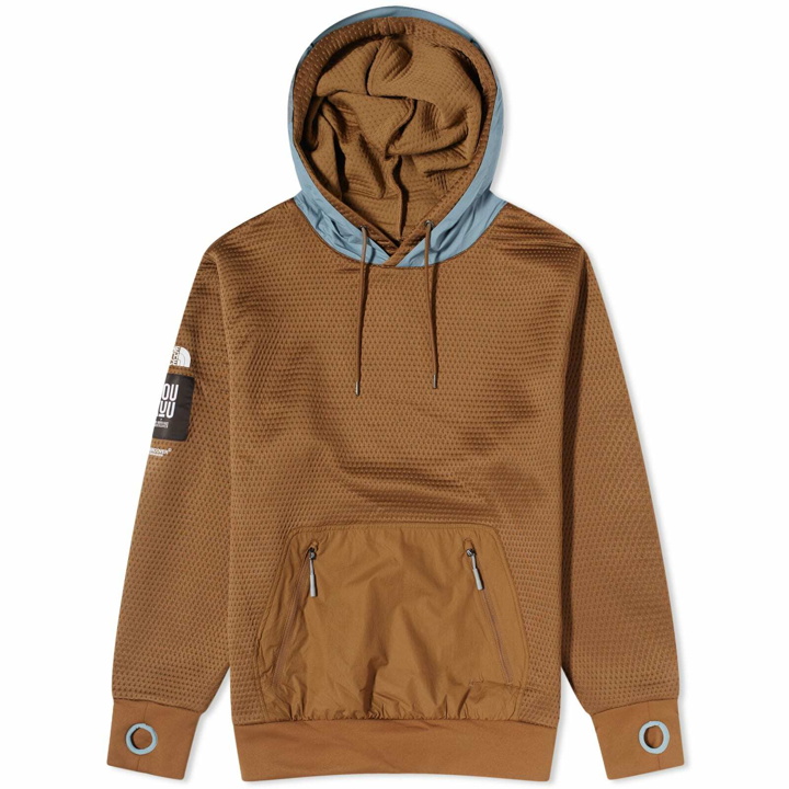 Photo: The North Face Men's x Undercover Soukuu Dot Knit Double Hoodie in Sepia Brown/Concrete Grey
