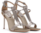 Max Mara Gray Metallic Nappa Leather Sandals