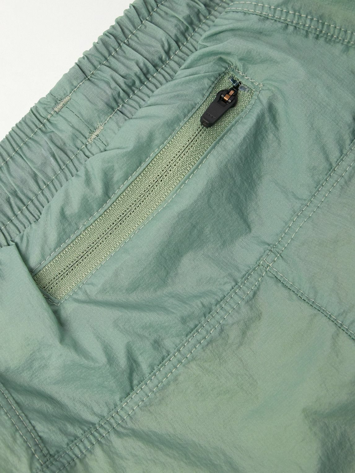 DISTRICT VISION - Straight-Leg Layered Logo-Print Stretch-Jersey and Shell Drawstring Shorts - Green