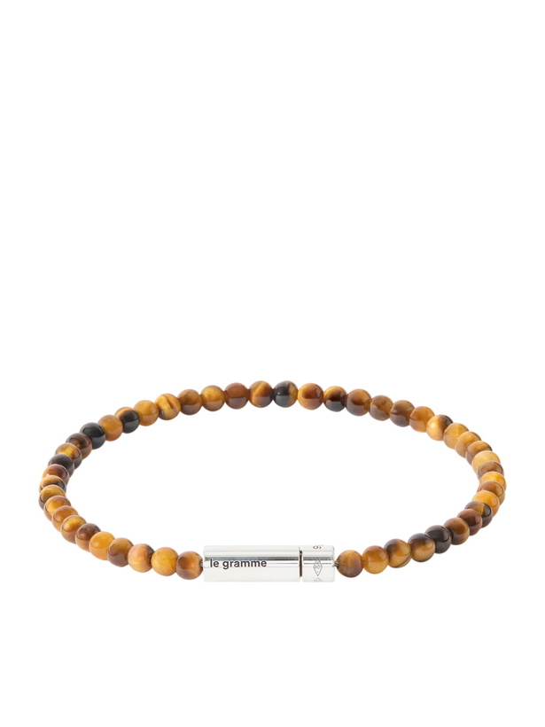 Photo: Le Gramme - 11g Sterling Silver and Tiger Eye Beaded Bracelet - Brown