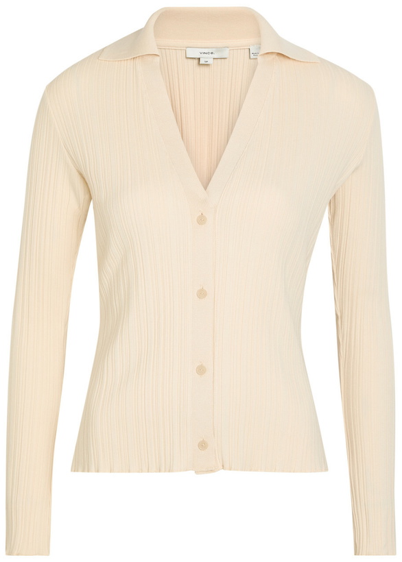 Photo: Vince Ribbed Cotton and Modal-blend Cardigan Off White