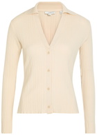 Vince Ribbed Cotton and Modal-blend Cardigan Off White