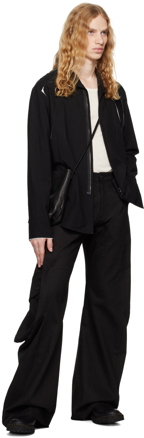 CARNET-ARCHIVE Black Skin-Off Zip-Up Jacket