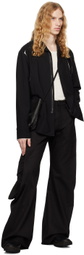 CARNET-ARCHIVE Black Skin-Off Zip-Up Jacket