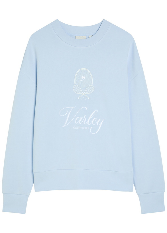 Photo: Varley Rasco Namesake Embroidered Stretch-jersey Sweatshirt Light Blue