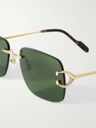 Cartier Eyewear - Frameless Gold-Tone and Tortoiseshell Acetate Sunglasses