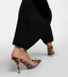 Alaïa Le Cœur leopard-print calf hair and PU mules