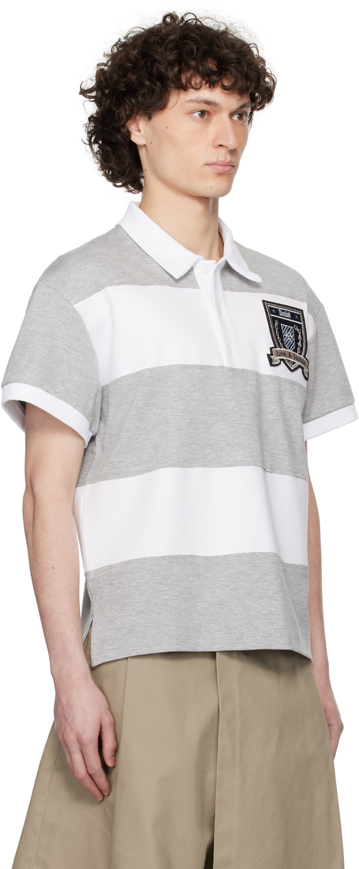 GmbH White & Gray Paneled Polo