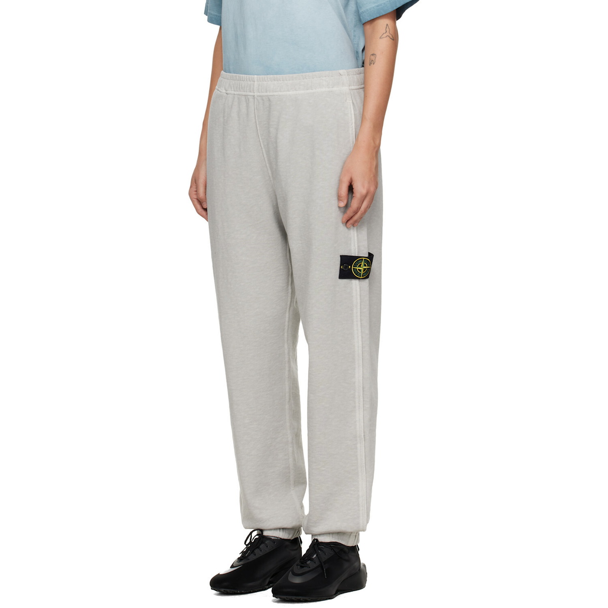 Stone Island Black 6200012 Malfilé Fleece 'Old' Effect Sweatpants
