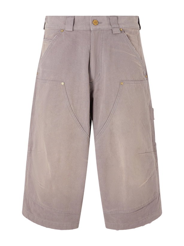 Photo: Willy Chavarria - Stocknot Double Knee Cotton Shorts - Gray