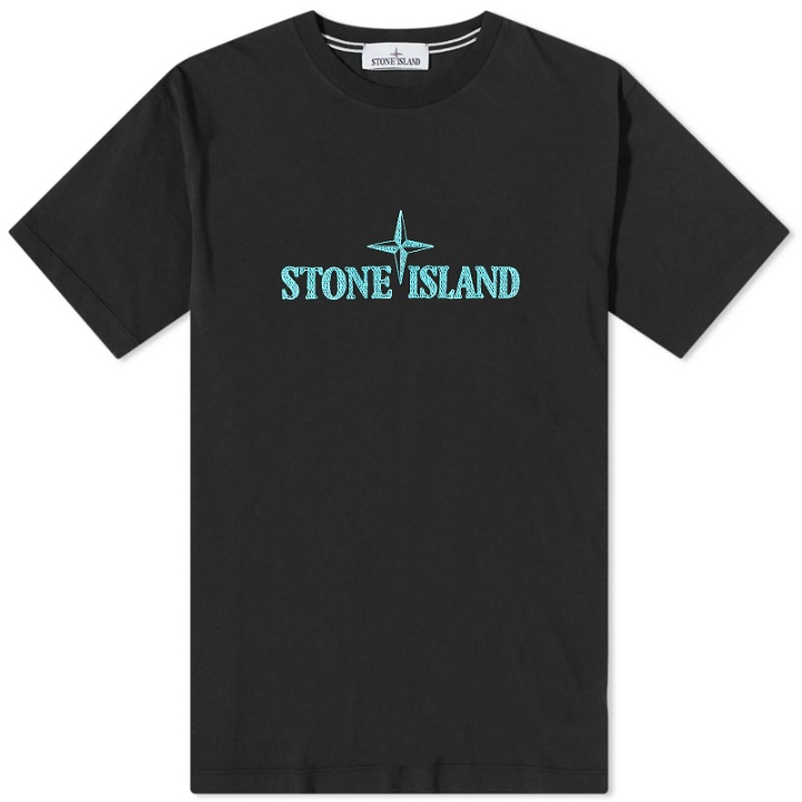 Photo: Stone Island Men's Stitches Logo Sleeve T-Shirt in Black