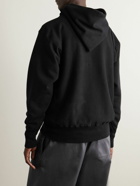 ATON - Logo-Embroidered Cotton-Jersey Hoodie - Black
