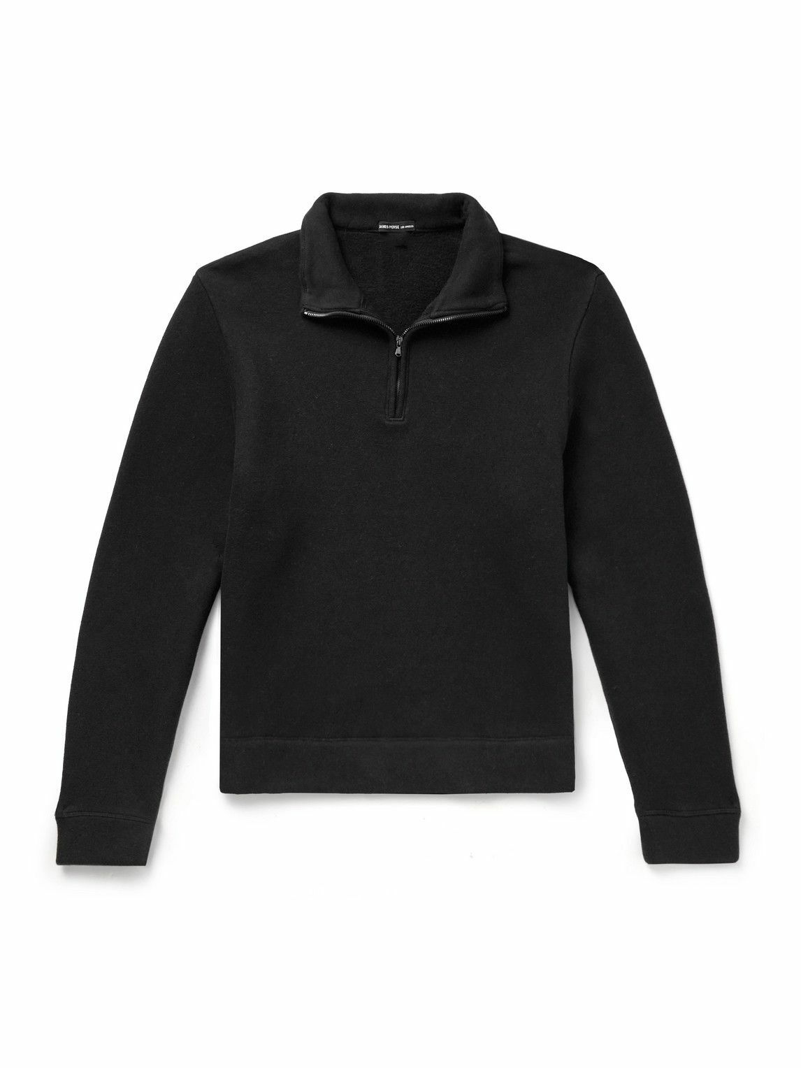James Perse - Cozy Cotton-Blend Jersey Half-Zip Sweatshirt - Black