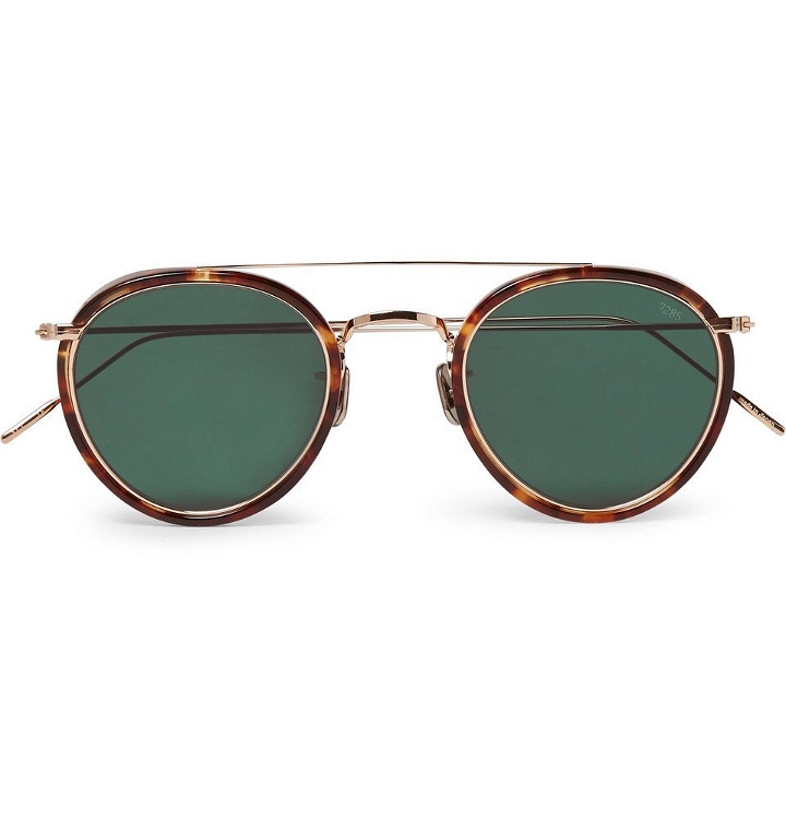 Photo: Eyevan 7285 - Round-Frame Tortoiseshell Acetate and Gold-Tone Sunglasses - Men - Gold