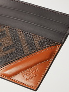 FENDI - Leather-Trimmed Monogrammed Coated-Canvas Cardholder