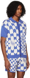 Rhude Blue & White Jacquard Polo