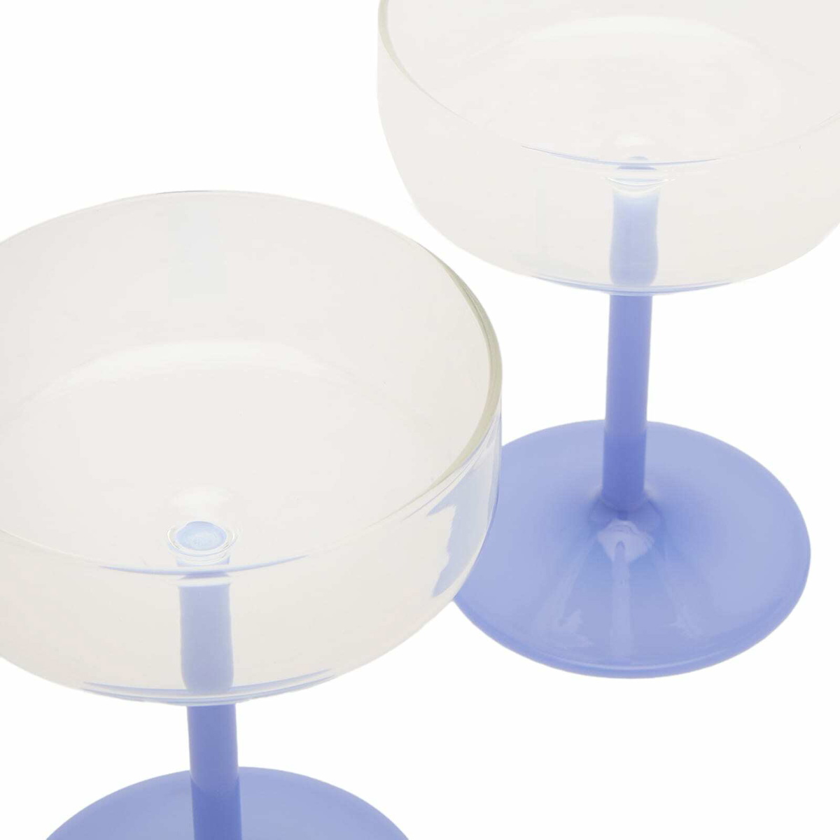 HAY Tint Coupe Glass - Set of 2 in Clear/Jade Light Blue 