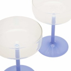 HAY Tint Coupe Glass - Set of 2 in Clear/Jade Light Blue 