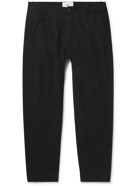 FOLK - Assembly Tapered Pleated Cotton-Ripstop Trousers - Black