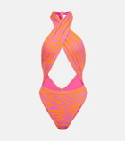 Reina Olga Italian Stallion zebra-print swimsuit