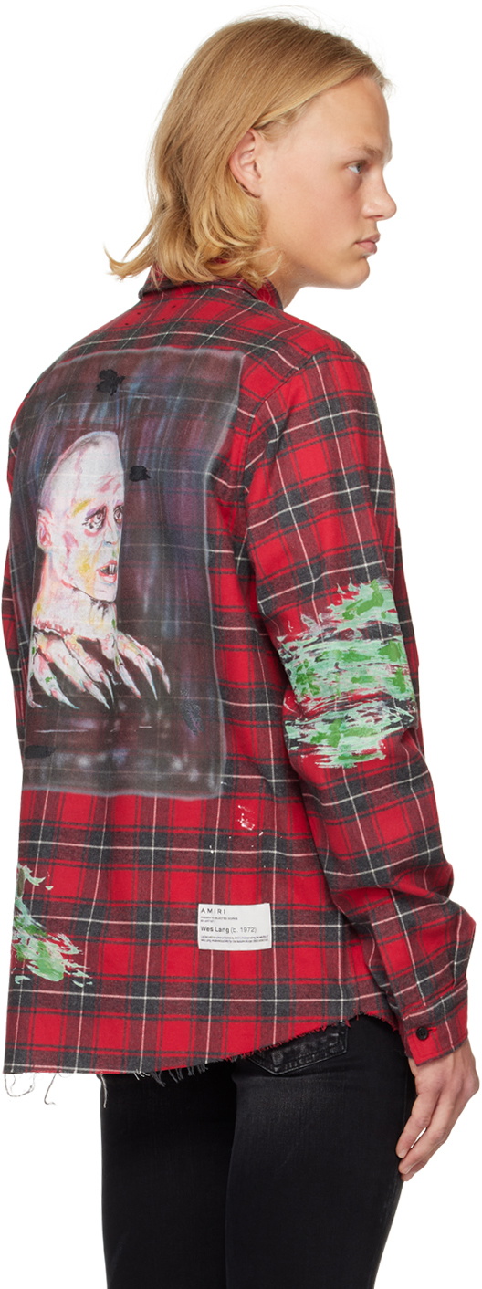 AMIRI Red Wes Lang Edition Blood '38 Plaid Shirt Amiri
