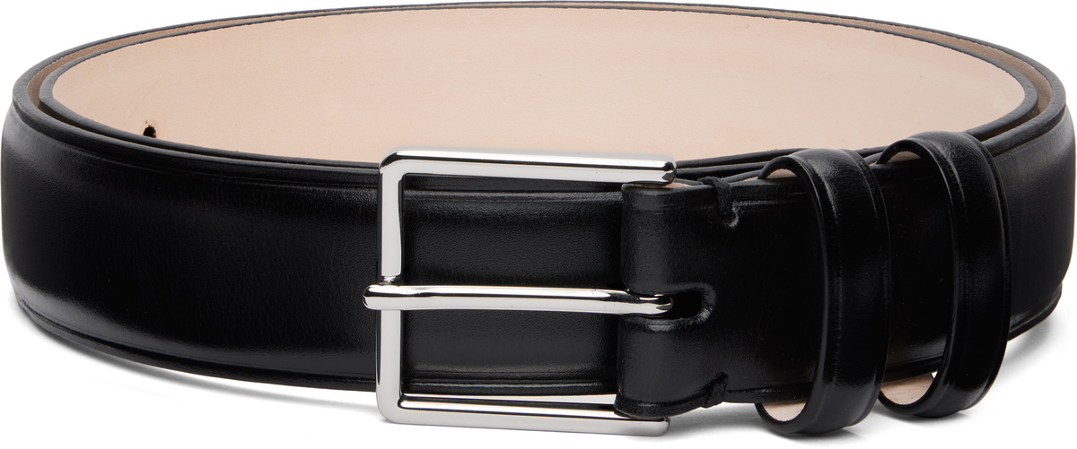 Paul Smith Black Leather Double Keeper Classic Suit Belt