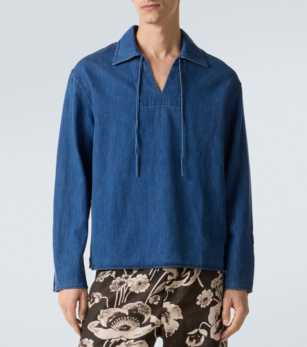 Commas Tie-neck denim shirt