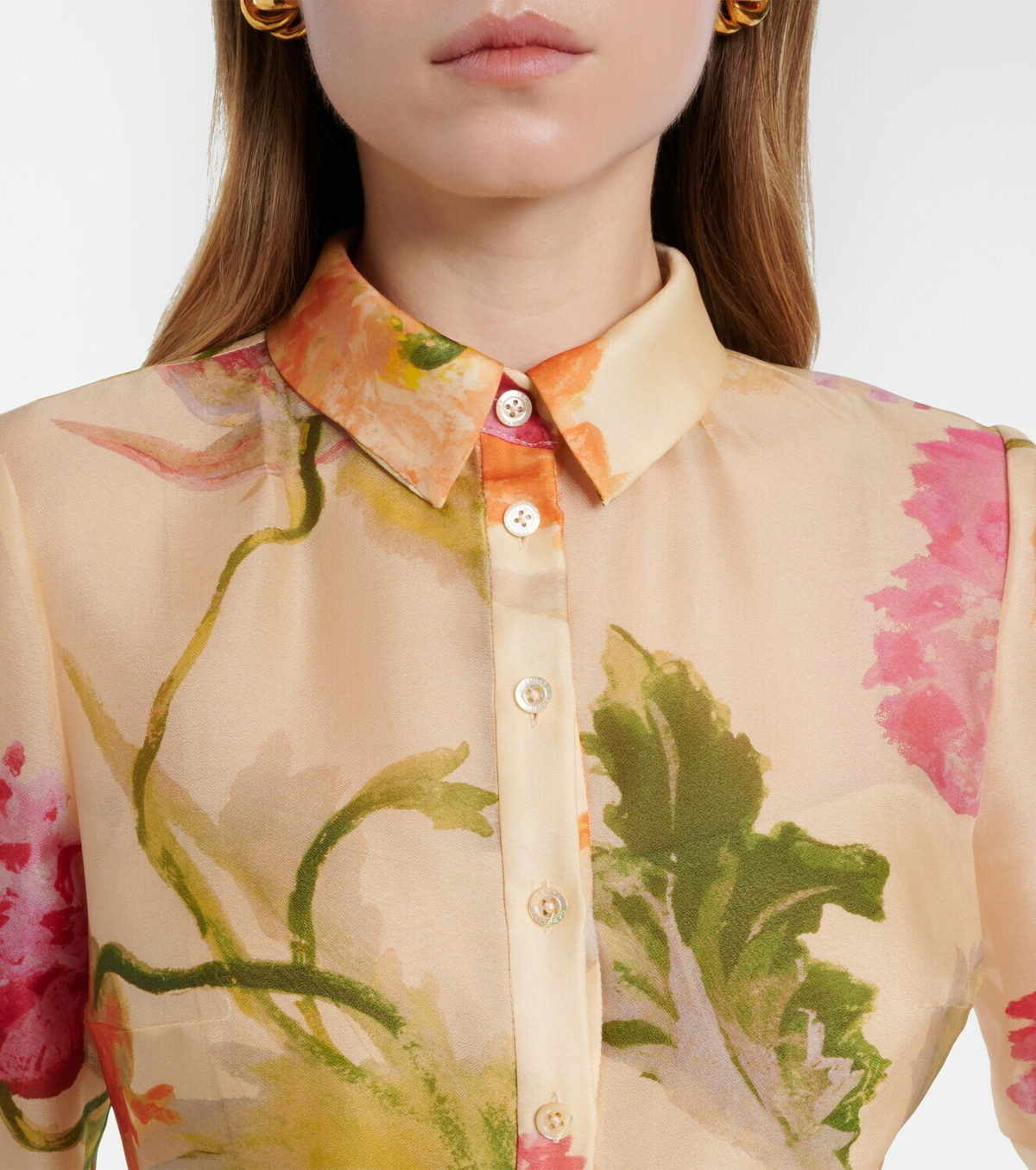 Carolina Herrera Belted floral silk shirt dress