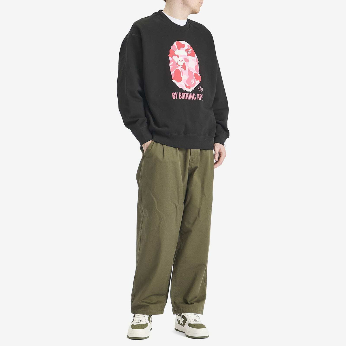 A Bathing Ape Men's Abc Camo Ape Head Relax Fit Crew Sweatshirt in Black