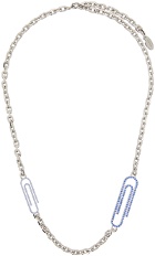 Off-White Silver Paperclip Pavé Necklace