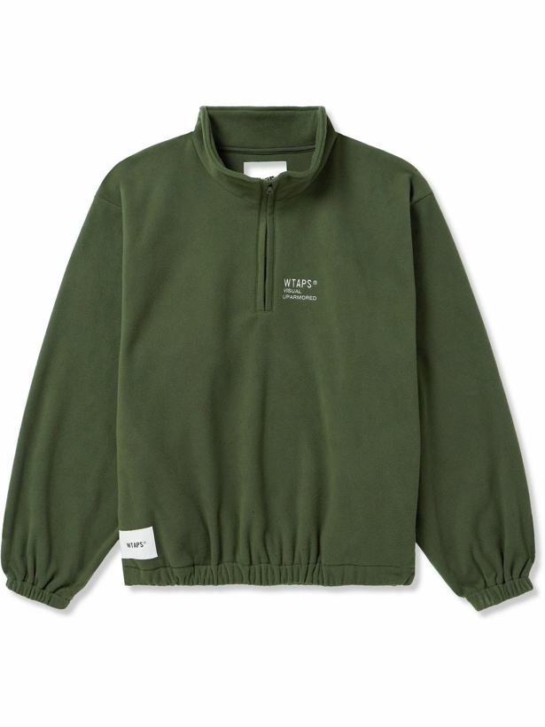 Photo: WTAPS - Logo-Embroidered Fleece Half-Zip Sweatshirt - Green