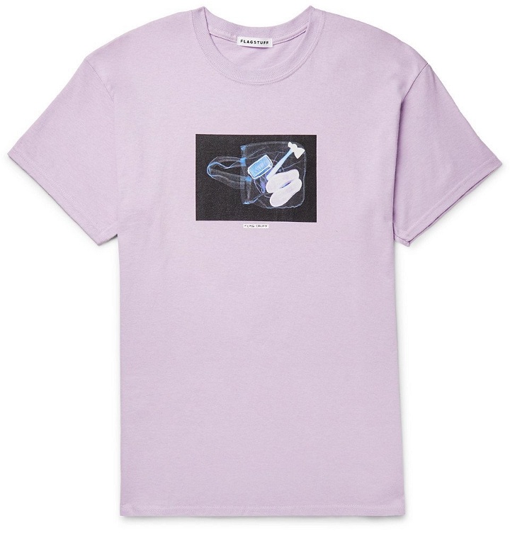 Photo: Flagstuff - Printed Cotton-Jersey T-Shirt - Purple