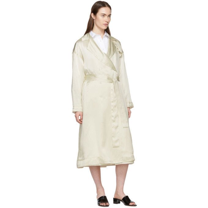 White silk sale trench coat