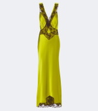 SIR Aries cut-out lace-trimmed silk slip dress