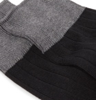 John Smedley - Gamma Colour-Block Sea Island Cotton-Blend Socks - Black
