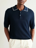 Richard James - Ribbed Cotton and Silk-Blend Polo Shirt - Blue
