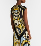 La DoubleJ Scarf fringed printed silk voile top