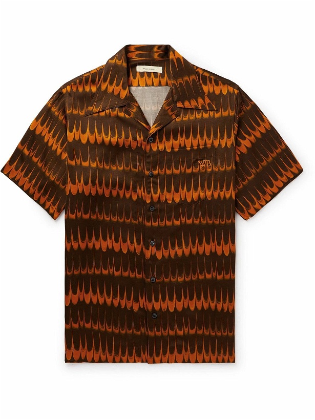 Photo: Wales Bonner - Camp-Collar Logo-Embroidered Printed Satin Shirt - Orange
