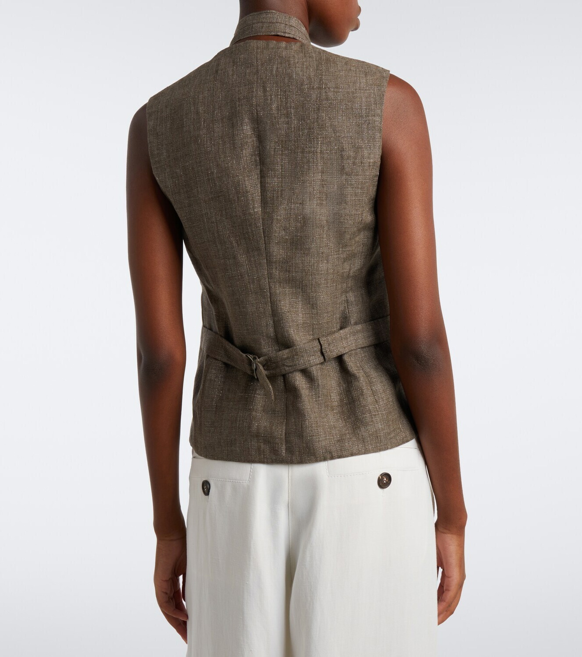 Brunello Cucinelli Scarf-detail linen vest