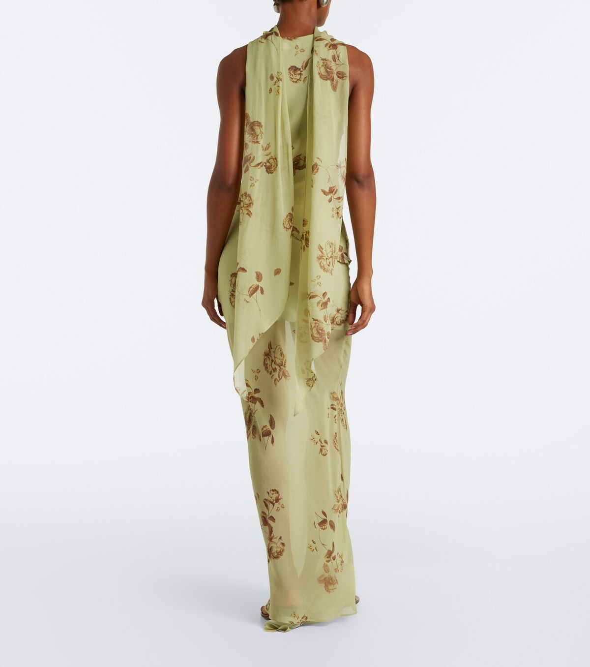 De La Vali Diosa floral georgette maxi skirt