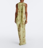 De La Vali Diosa floral georgette maxi skirt