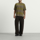 YMC Men's Triple Wide Stripe T-Shirt in Green Multi