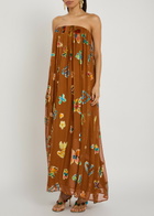 Alemais Devoré Silk-blend Maxi Dress Bronze