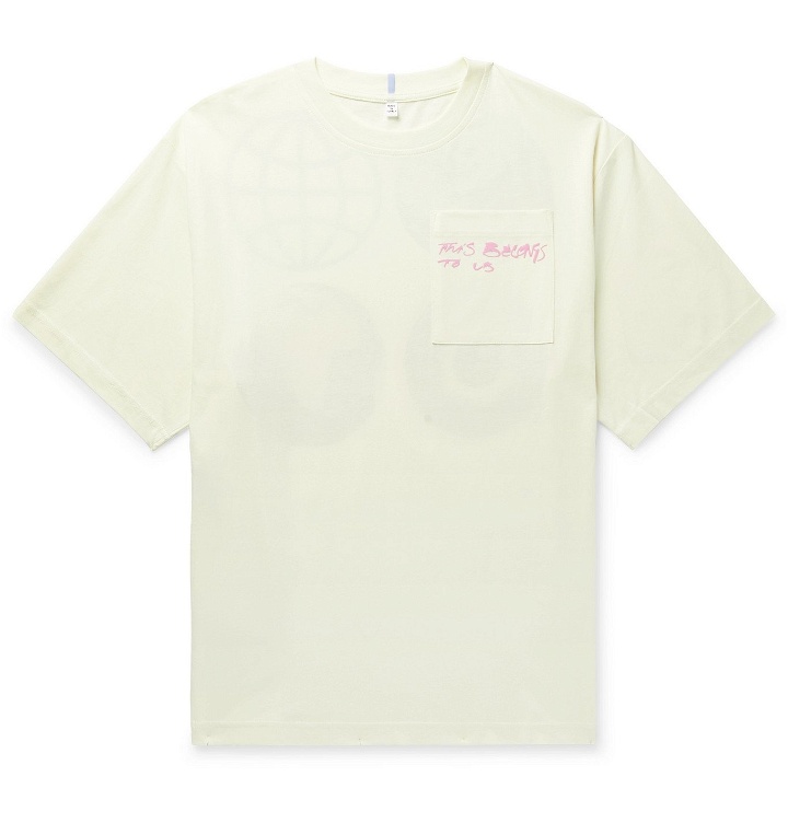 Photo: MCQ - Printed Appliquéd Cotton-Jersey T-Shirt - Neutrals