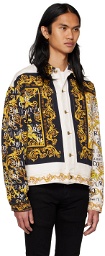 Versace Jeans Couture White & Yellow Printed Denim Jacket
